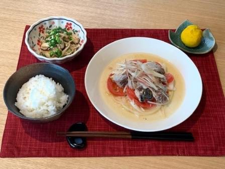 さば缶で手軽に！秋の味覚定食